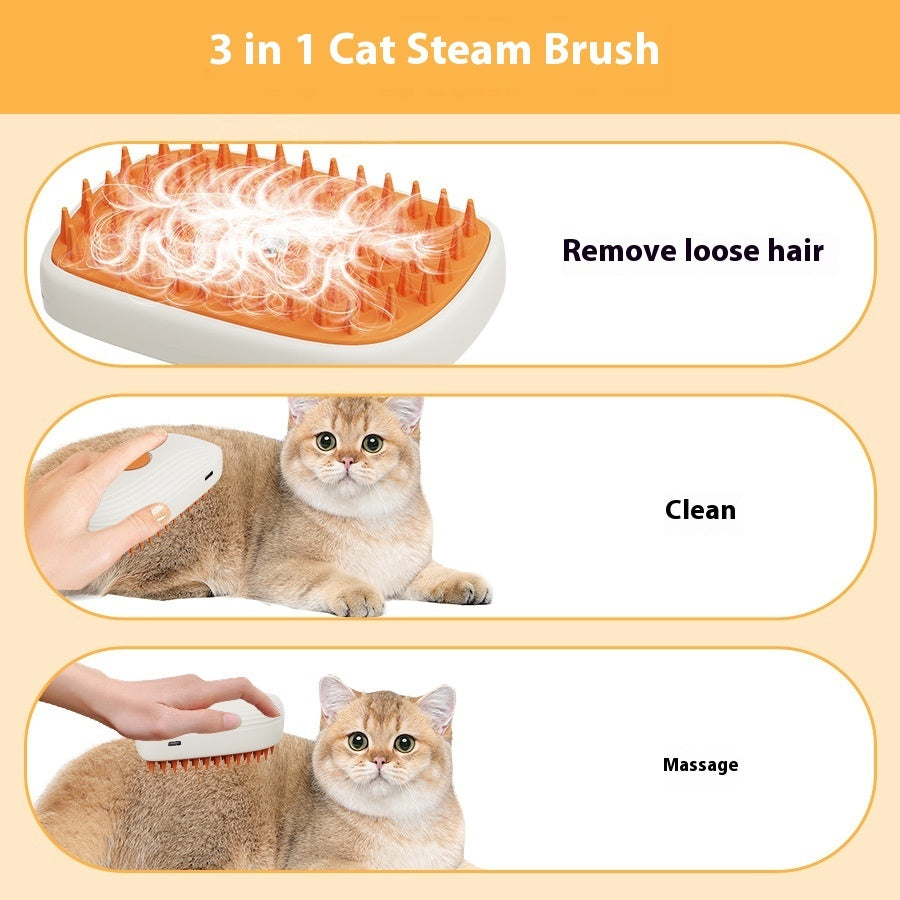 Electric Pet Steam Comb | USB Rechargeable Spray Massage & Hair Removal Tool