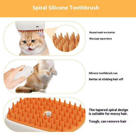 Electric Pet Steam Comb | USB Rechargeable Spray Massage & Hair Removal Tool