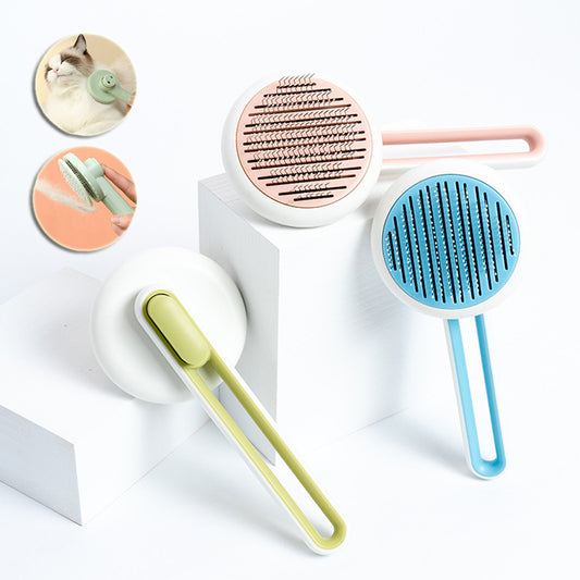 Round Head Pet Grooming Tool | Automatic Dog & Cat Hair Remover Massage Comb