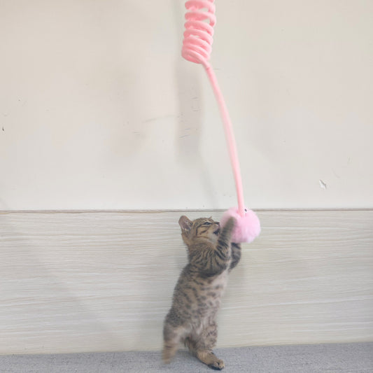 Interactive Cat Toy with Sucker Base | Spring Rabbit Fur Ball Teaser
