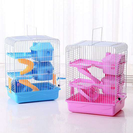 Large Luxury Hamster Cage | 3-Floor Villa Habitat with Accessories