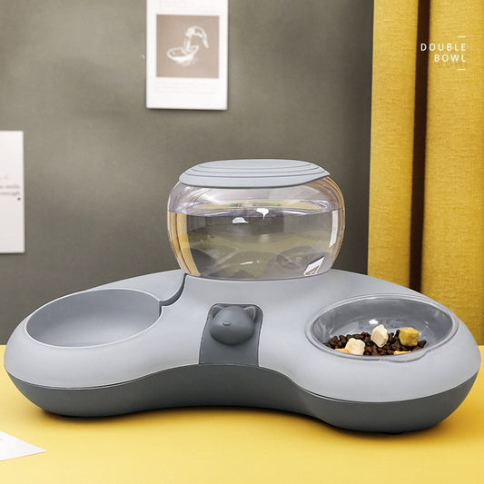 Automatic Crescent Double Bowl | Food Feeder & Water Dispenser for Pets