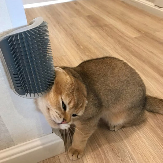 Wall-Mounted Cat Grooming Tool | Corner Rubbing Massager Brush Device