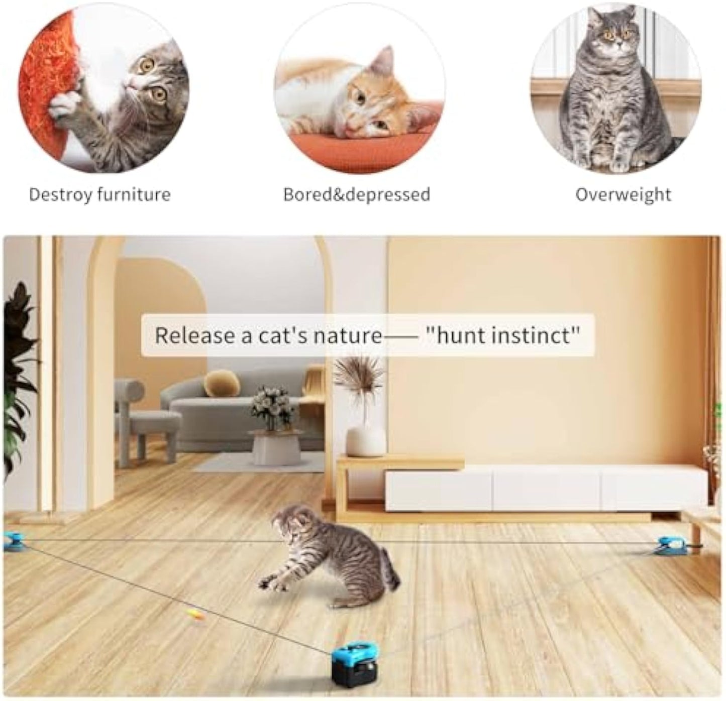 HuntMaster: Smart Automatic Running Cat Toy | 3-Speed Hunting Exercise