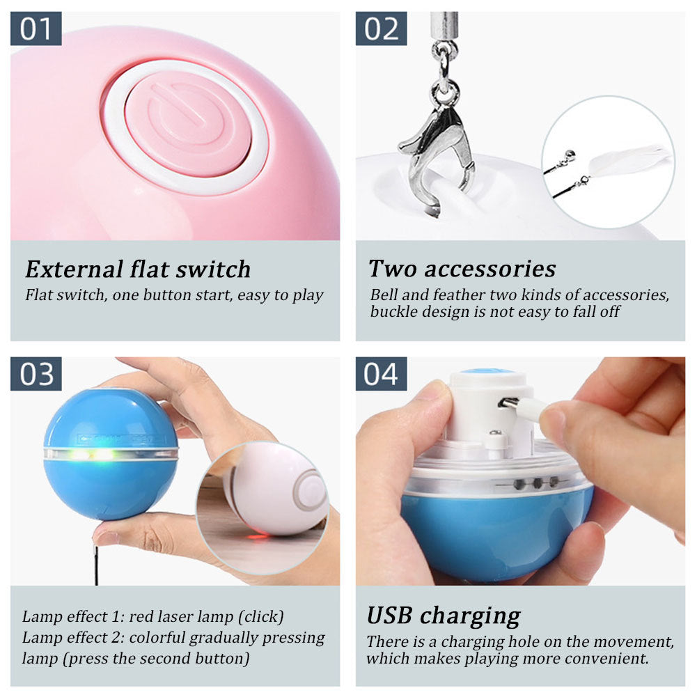Electric LED Laser Cat Ball | Automatic Bouncing & Rolling Kitten Toy